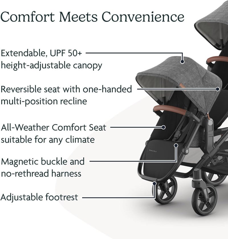 UPPAbaby مقعد UPPAbaby RumbleSeat V3 بلون ليم أوت ميلانج - متوافق مع Vista V3 - إطار كربوني مع لمسات جلدية بلون الكستناء - Image 5