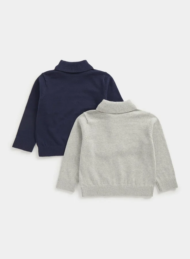 مذركير Navy and Grey Roll Neck Knitted Jumpers 2 Pack
