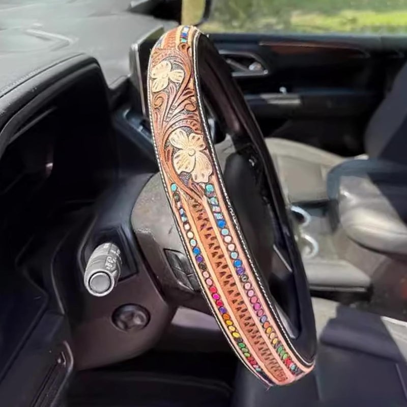 Artisanal Relieved Auto Steering Protect Not Slip Texture Comfortable Driving Against Slip Hand Daubed Steering - Image 3