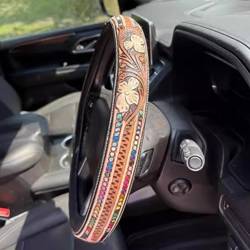Artisanal Relieved Auto Steering Protect Not Slip Texture Comfortable Driving Against Slip Hand Daubed Steering - Image 4