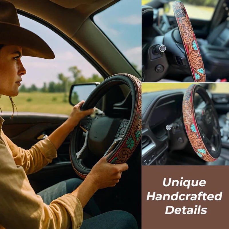 Artisanal Relieved Auto Steering Protect Not Slip Texture Comfortable Driving Against Slip Hand Daubed Steering - Image 2