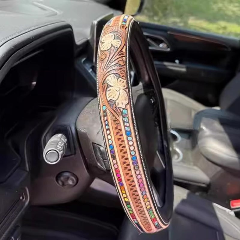 Artisanal Relieved Auto Steering Protect Not Slip Texture Comfortable Driving Against Slip Hand Daubed Steering - Image 1