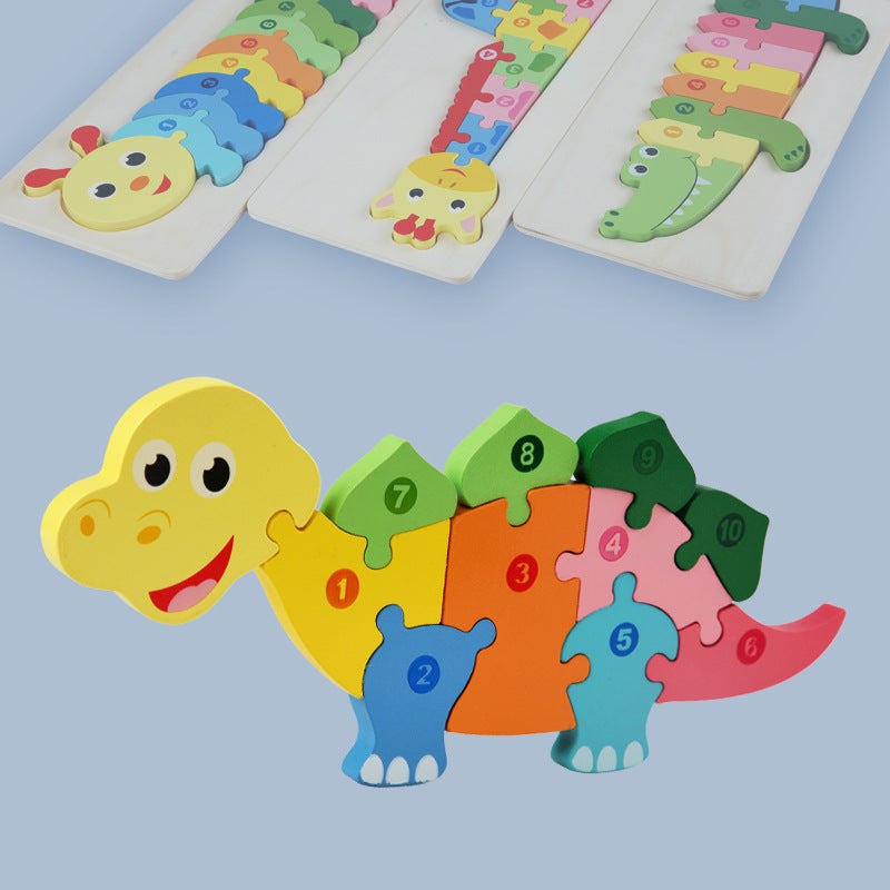 Large Cartoon Digital Animal Jigsaw Puzzle Snap-On Children'S Digital Cognitive Enlightenment Puzzle Wooden Toy - Image 3