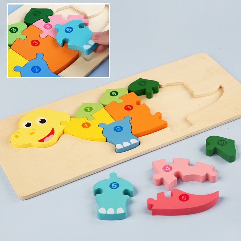 Large Cartoon Digital Animal Jigsaw Puzzle Snap-On Children'S Digital Cognitive Enlightenment Puzzle Wooden Toy - Image 4