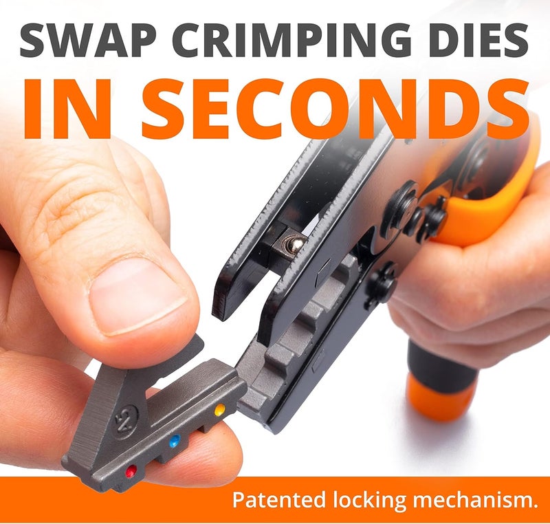 Wirefy Crimping Tool 9" for Quick Change Crimping Dies 26-4 AWG | High Leverage Wire Crimper | Crimping Pliers | Ratcheting Terminal Crimp Tool - Image 2
