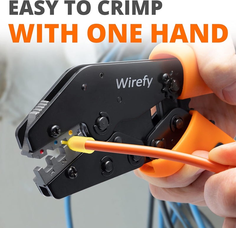 Wirefy Crimping Tool 9" for Quick Change Crimping Dies 26-4 AWG | High Leverage Wire Crimper | Crimping Pliers | Ratcheting Terminal Crimp Tool - Image 4