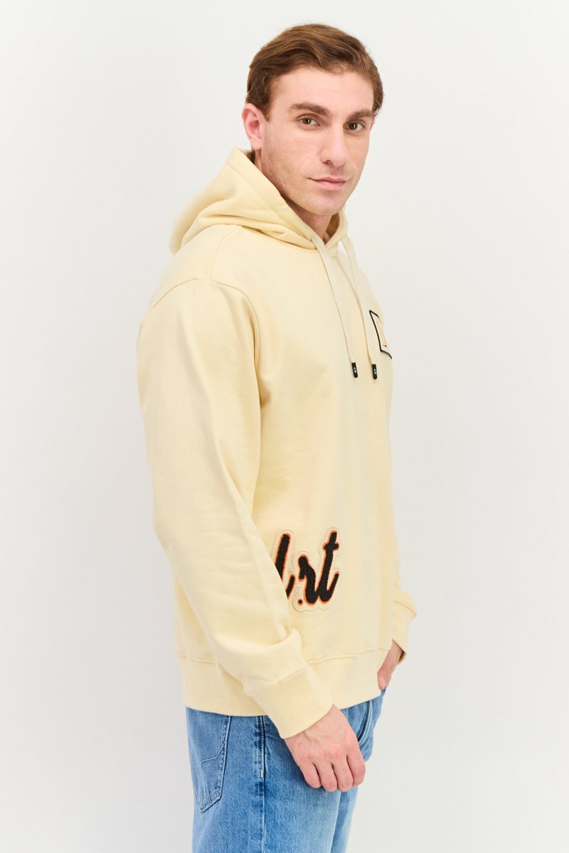 D RT Men Hood With Drawstring Long Sleeve Brand Logo Sweatshirts, Cream - Image 2