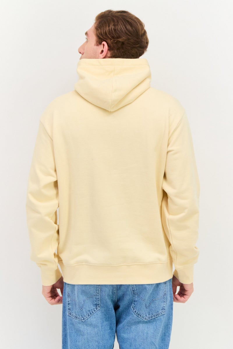 D RT Men Hood With Drawstring Long Sleeve Brand Logo Sweatshirts, Cream - Image 3