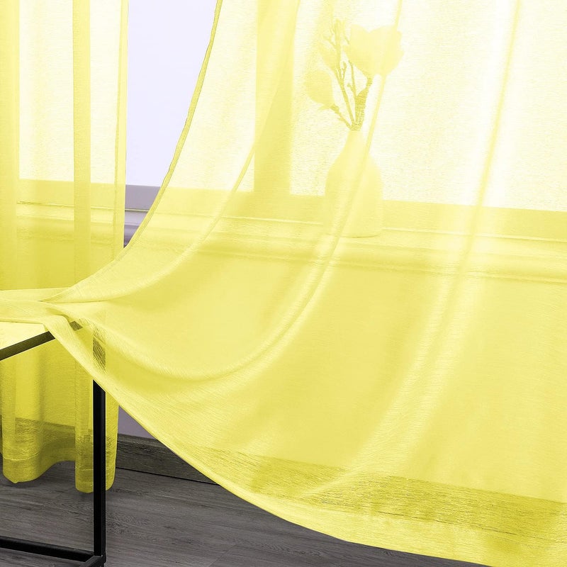 DONREN Bright Yellow Sheer Curtains 108 Inches Long for Living Room - Grommet Window Voile Drapes for Girls Bedroom Decor 52 x 108 Inch Length - Image 4