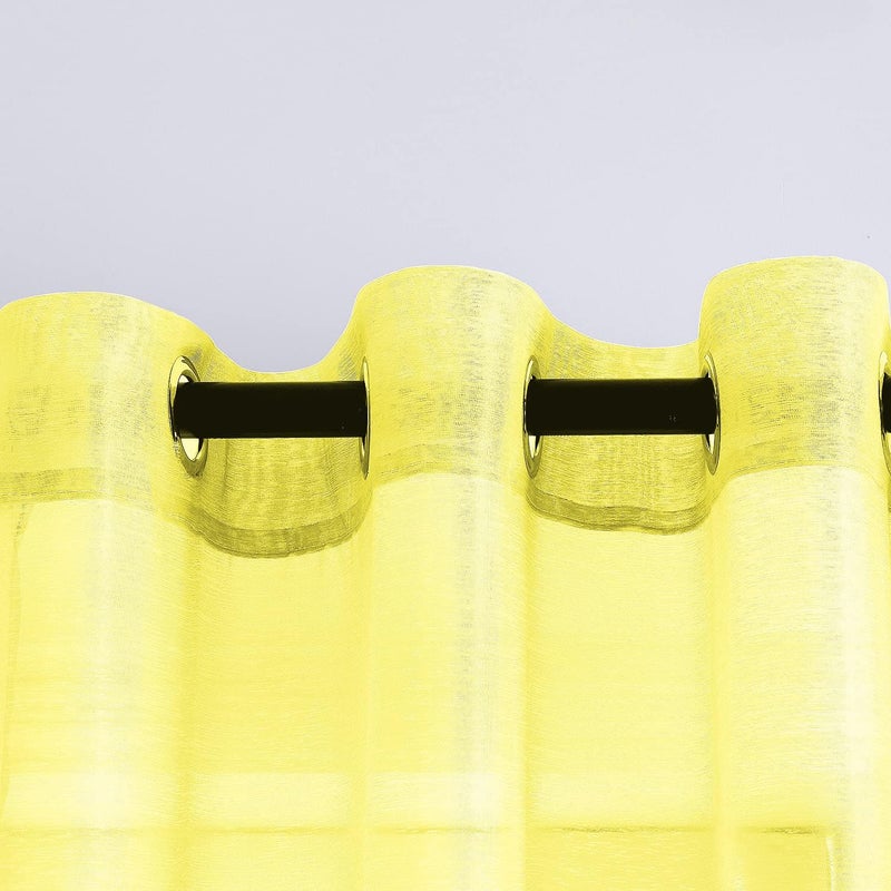 DONREN Bright Yellow Sheer Curtains 108 Inches Long for Living Room - Grommet Window Voile Drapes for Girls Bedroom Decor 52 x 108 Inch Length - Image 3