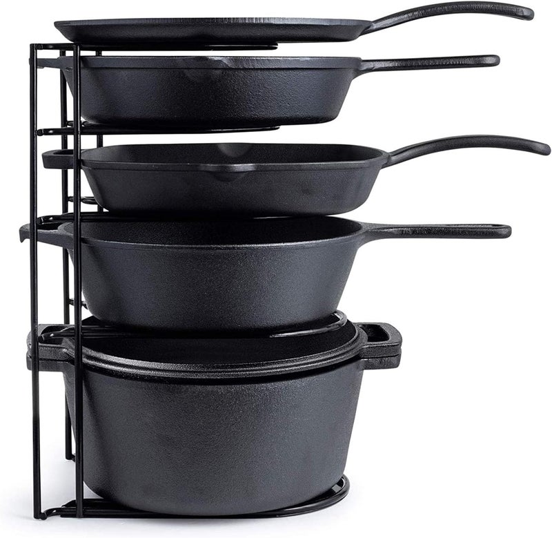Cuisinel Heavy Duty Pots and Pans Organizer - Extra Large 5-Tier Rack - Holds Cast Iron Skillets, Dutch Oven - Durable Construction - Space Saving Kitchen Storage - No Assembly Required - Black 15.4" - Image 1