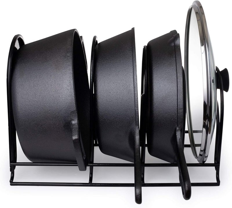 Cuisinel Heavy Duty Pots and Pans Organizer - Extra Large 5-Tier Rack - Holds Cast Iron Skillets, Dutch Oven - Durable Construction - Space Saving Kitchen Storage - No Assembly Required - Black 15.4" - Image 5
