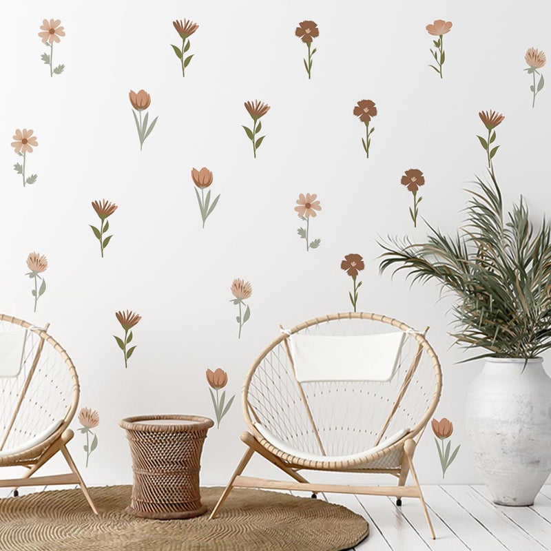 Arawat Flower Home Wall Decor غرفة المعيشة 12 ورقة / 72 جهاز كمبيوتر شخصي شحوم جدار قشر والعصا ملصقات الجدران الجمالية والجداريات ملصقات الجدار البرية ديكور لغرفة نوم بوهو فينيل المطبخ الجداريات الجداريات - Image 3