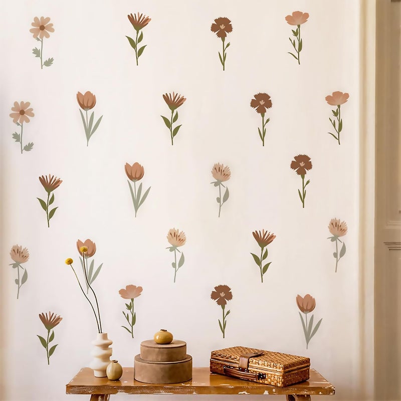 Arawat Flower Home Wall Decor غرفة المعيشة 12 ورقة / 72 جهاز كمبيوتر شخصي شحوم جدار قشر والعصا ملصقات الجدران الجمالية والجداريات ملصقات الجدار البرية ديكور لغرفة نوم بوهو فينيل المطبخ الجداريات الجداريات - Image 1