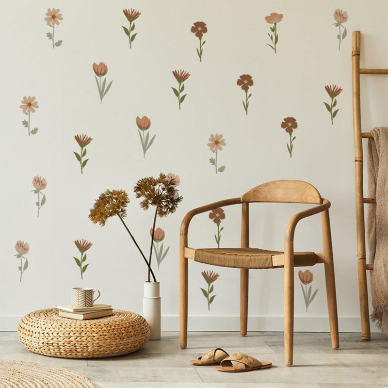 Arawat Flower Home Wall Decor غرفة المعيشة 12 ورقة / 72 جهاز كمبيوتر شخصي شحوم جدار قشر والعصا ملصقات الجدران الجمالية والجداريات ملصقات الجدار البرية ديكور لغرفة نوم بوهو فينيل المطبخ الجداريات الجداريات - Image 2