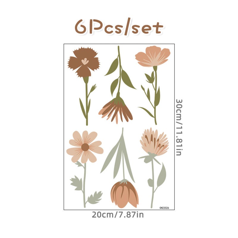 Arawat Flower Home Wall Decor غرفة المعيشة 12 ورقة / 72 جهاز كمبيوتر شخصي شحوم جدار قشر والعصا ملصقات الجدران الجمالية والجداريات ملصقات الجدار البرية ديكور لغرفة نوم بوهو فينيل المطبخ الجداريات الجداريات - Image 4