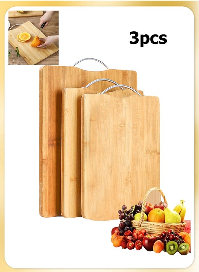 XiuWoo 3 Pcs Bamboo Cutting Board Set with  Easy Grip Handle and Juice Groove Large Handles, Hanging Hole,Chopping Board Extra Large Big Small  BPA Free, Dishwasher Safe Best Hardwood Kitchen Counter Organic Vegetable Meat BBQ Kit  - Image 1