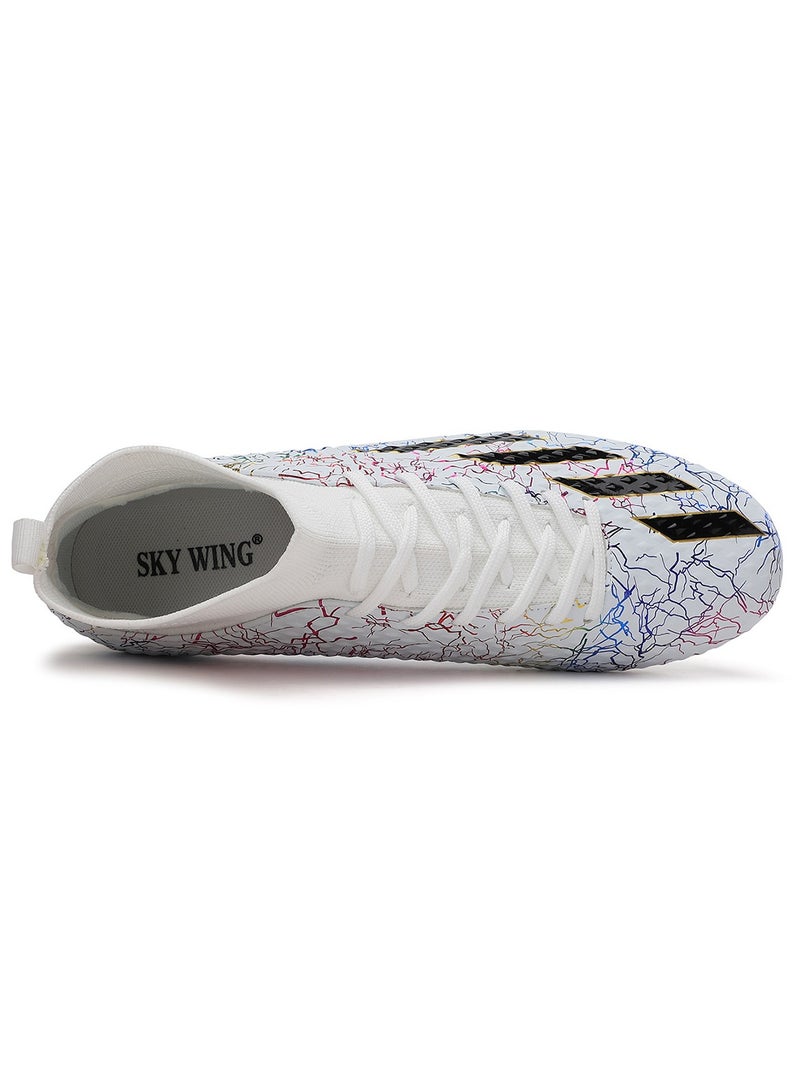 SKY WING Men and Women Soccer Shoes Adults FG Sole Soccer Cleats Elastic High-collar Knit Design Lightweight Training Football Shoes - Image 5