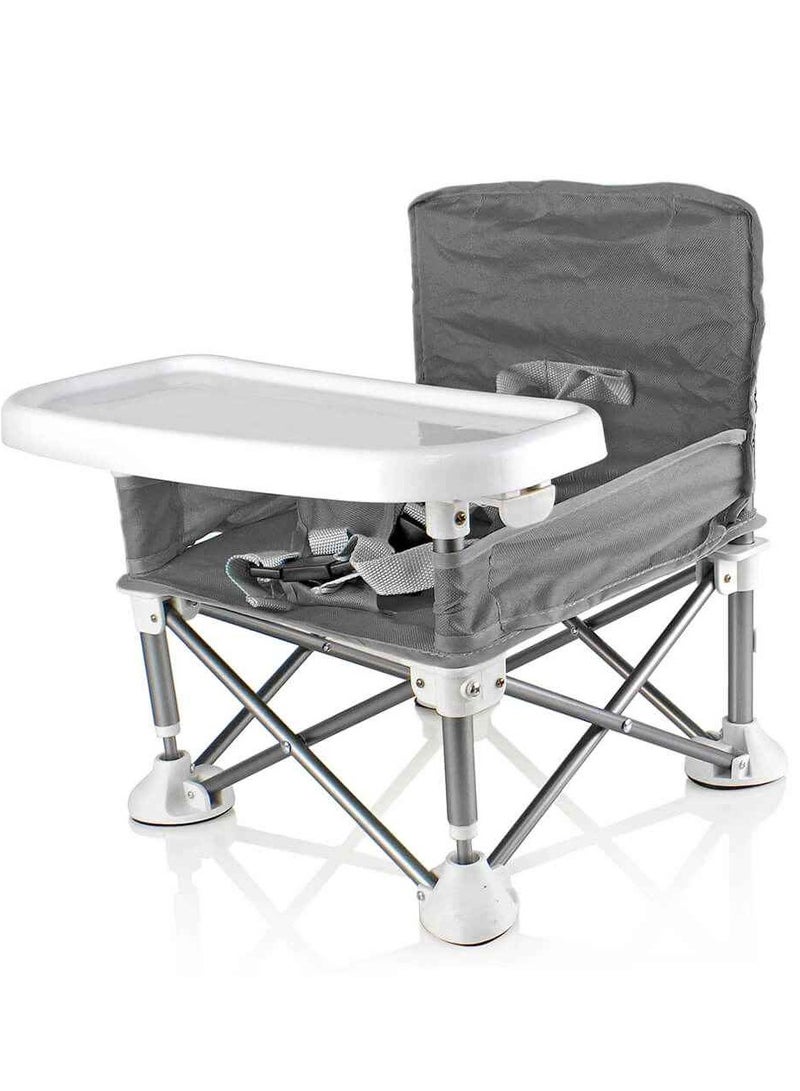 UKR Portable Baby Chair – Foldable Infant Seat with Removable Tray, Soft & Supportive Design, Adjustable Baby Lounger for Playtime & Relaxation, Compact & Lightweight for Indoor/Outdoor Use – Grey - Image 1