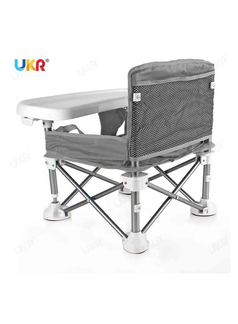 UKR Portable Baby Chair – Foldable Infant Seat with Removable Tray, Soft & Supportive Design, Adjustable Baby Lounger for Playtime & Relaxation, Compact & Lightweight for Indoor/Outdoor Use – Grey - Image 3