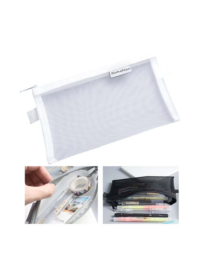 Loquat Nylon Simple Transparent Mesh Pencil Case White