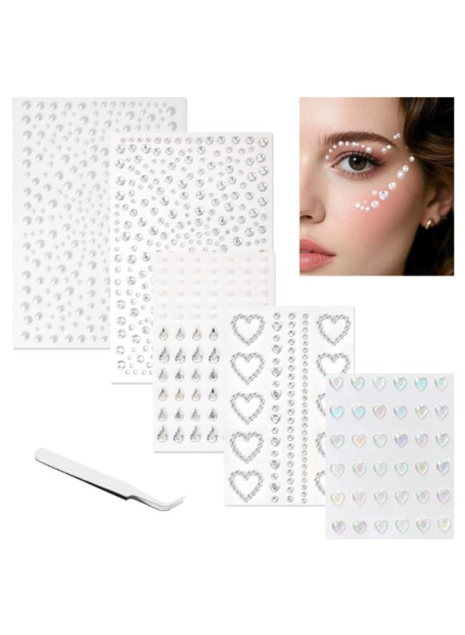 1051 جهاز كمبيوتر شخصي ذاتي اللاصق الوجه الأحجار الكريمة واللؤلؤ, مناسبة للمكياج, المجوهرات العطلة, الأحجار الكريمة الشعر, لاصقات Rhinestone, مناسبة للوجه, العين, مستحضرات التجميل, الأظافر, الحرفية الماس ملصقات مجموعات, متعددة الألوان - Image 1