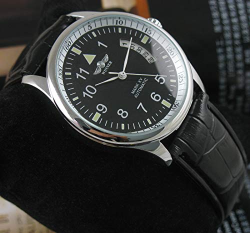 VIGOROSO Men's Sport Day Date Black Leather Automatic Self Winding Watch - Image 5