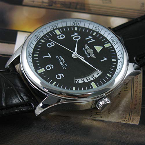 VIGOROSO Men's Sport Day Date Black Leather Automatic Self Winding Watch - Image 3