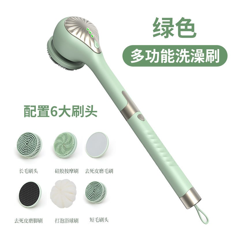 Multifunctional Electric Bath Brush 5-In -1 Long Handle Silicone Back Rubbing Back Household Bath Brush Face Massage Brush - Image 1
