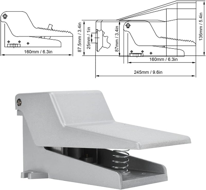 MAXAIR Pneumatic Pedal Switch, Pedal Valve Non Slip Grip G1/4 Threaded Foot Press Control Pedal Valve Switch Aluminum Alloy Body ((4F210-08) FESTO type 5 Way 2 Position) - Image 2