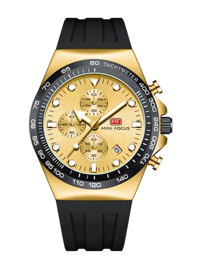 ميني فوكاس ساعة رياضية رجالية بمينا ذهبي وسوار أسود MF0488G - Image 1