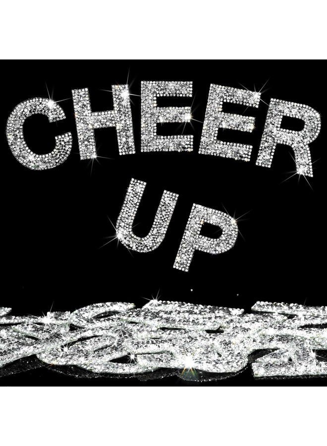 Locacrystal 68Pcs Rhinestone Letter Stickers Bling Glitter Alphabet A-Z Letters Self-Adhesive Crystal Rhinestones Word Sticker Iron on Letters for Clothing Art Crafts DIY Decors(Sliver+White,2.24") - Image 1