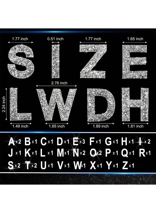 Locacrystal 68Pcs Rhinestone Letter Stickers Bling Glitter Alphabet A-Z Letters Self-Adhesive Crystal Rhinestones Word Sticker Iron on Letters for Clothing Art Crafts DIY Decors(Sliver+White,2.24") - Image 4
