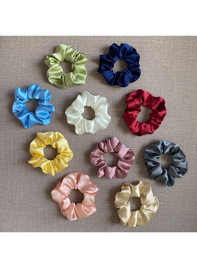 Silvr Bear Premium Satin Scrunchies For Women/Girls | Pack Of 10 | Antihairbreakage Hair Ties, Scrunchy For Women, Best Gift For Sister, Friend, Mom | Same Colors As Pic (Pastel 10) - Image 5