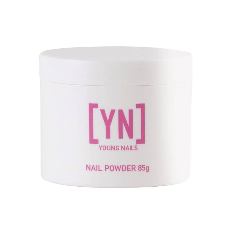 Young Nails بودرة أكريليك يونغ نيلز - بودرة أظافر أكريليك ذاتية التسوية، لون وردي شفاف، بيج، أبيض، 85 جرام - Image 1