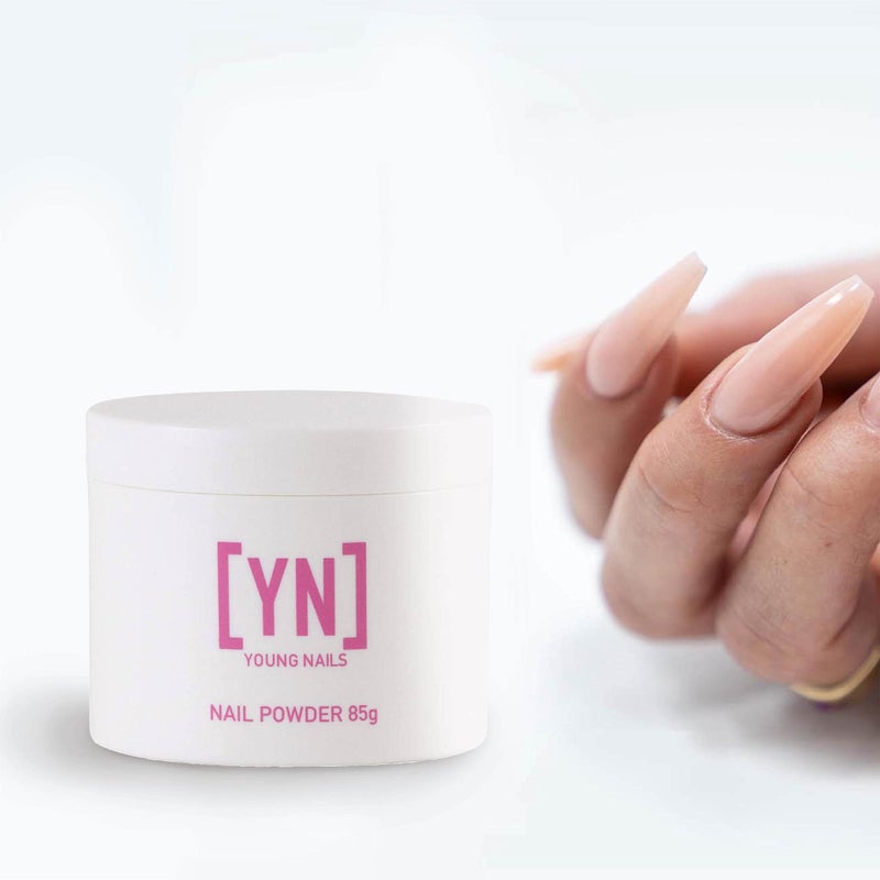 Young Nails بودرة أكريليك يونغ نيلز - بودرة أظافر أكريليك ذاتية التسوية، لون وردي شفاف، بيج، أبيض، 85 جرام - Image 5
