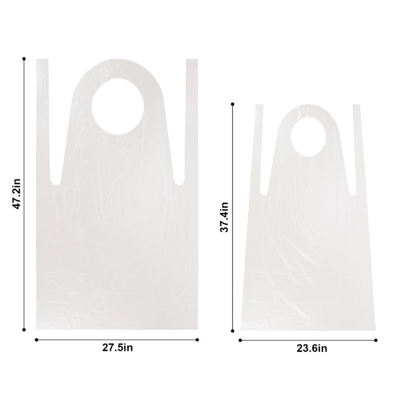 MAQIHAN 50 Plastic Disposable Aprons Adults - 3ft/95cm Waterproof Thick Plastic Aprons Painting Smocks Eating Bibs Elderly Hair Dye Tattoo Grooming Baking Cooking Dishwashing Kitchen Restaurant - Image 2