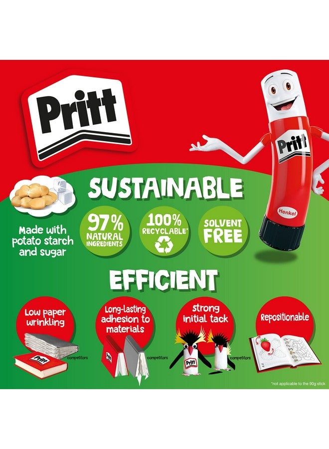 Pritt غراء لاصق، غراء آمن وصديق للأطفال للأنشطة الفنية والحرفية، لاصق قوي الثبات للمدرسة ومستلزمات المكتب، يمكن إعادة وضعه، 97% مكونات طبيعية، يتم تطبيقه وإزالته بسهولة، 5X11G - Image 3