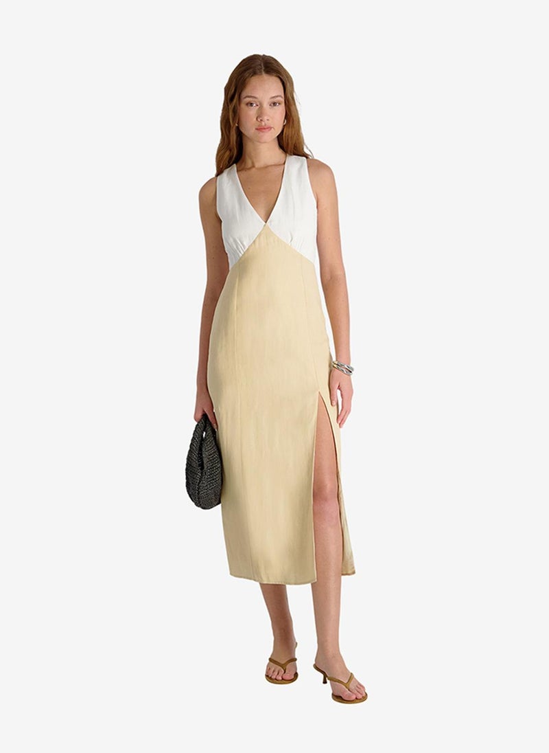 French Connection Women's Summer White-Ecru Cooper Linen V-Nck Midi Dress - Image 2