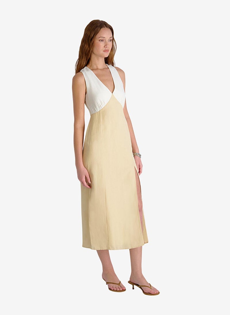 French Connection Women's Summer White-Ecru Cooper Linen V-Nck Midi Dress - Image 3