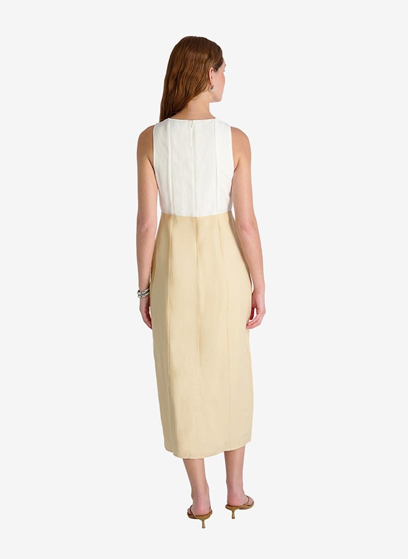 French Connection Women's Summer White-Ecru Cooper Linen V-Nck Midi Dress - Image 5