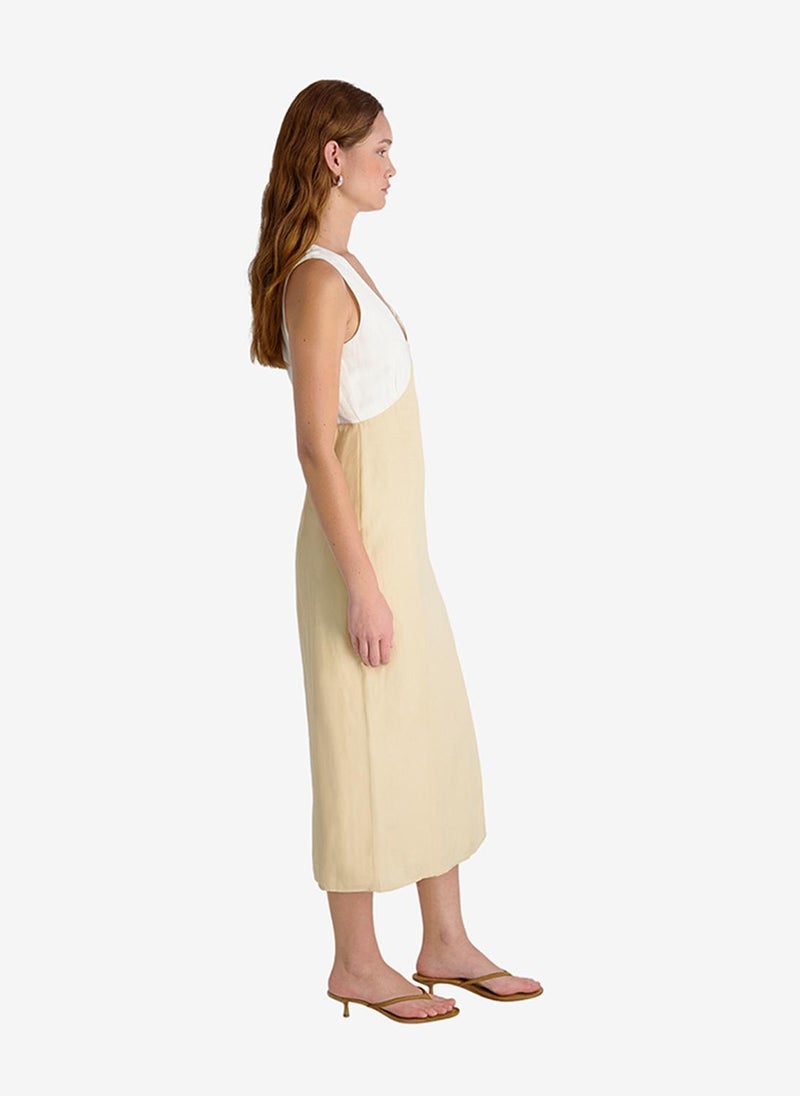 French Connection Women's Summer White-Ecru Cooper Linen V-Nck Midi Dress - Image 4
