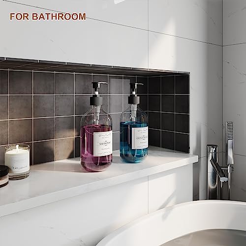 Kzeirm 2PCS Amber Dish Soap Dispenser for Kitchen (16 Oz), Brown Hand Soap Dispenser for Bathroom, Plastic Soap and Liquid Dispenser Set with Rust Proof Pump, Refillable Soap Pump Bottles, Waterproof Labels - Image 4