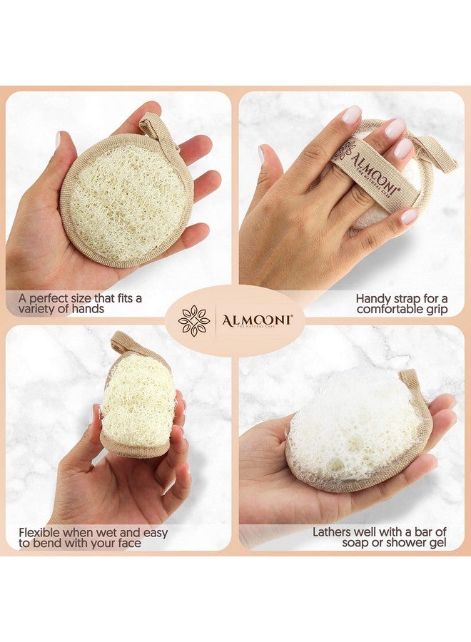 Almooni Natural Loofah Exfoliating Facial Scrubber, Made with Natural Egyptian Shower Loofah Sponge, Bath Shower Loofah Sponge for Women and Men, for Face That Gets You Clean - 6 Count (1 Pack) - Image 2