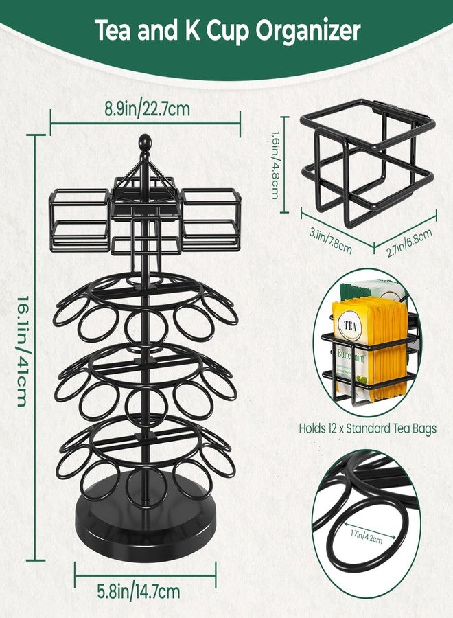 EsLuker.ly K Cup Holder Coffee Pod Organizer Carousel for Countertop, Rotatable Metal 4-Tier Storage Rack Stand for 30 K Cups & Tea Bags, Convenience Meets Elegance - Image 4
