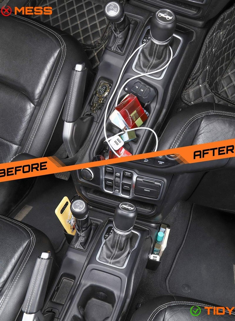 Excefore GT-2 Shifter Storage Box, Gear Shift Console Side Tray Organizer for 2018-2022 Jeep Wrangler JL JLU & Gladiator JT Truck, Interior Storage Accessories, Black, 1 PCS Upgraded Version - Image 5