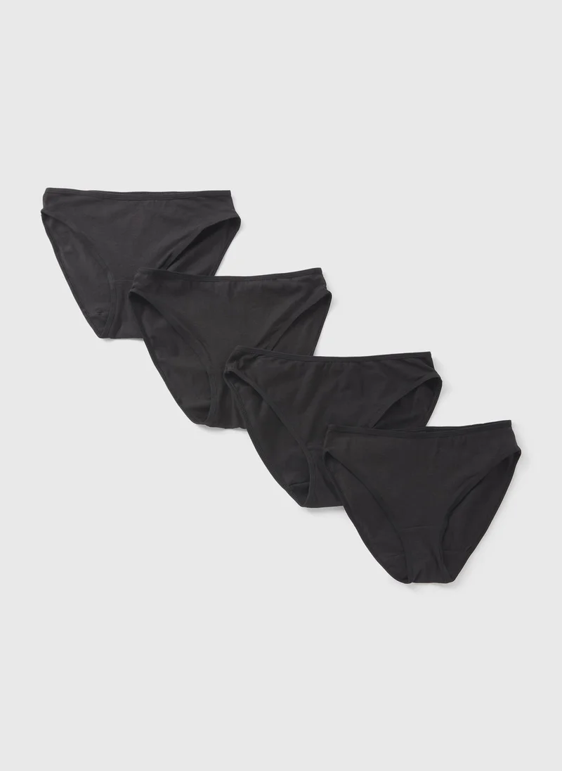 Matalan 4 Pack Black High Leg Knickers