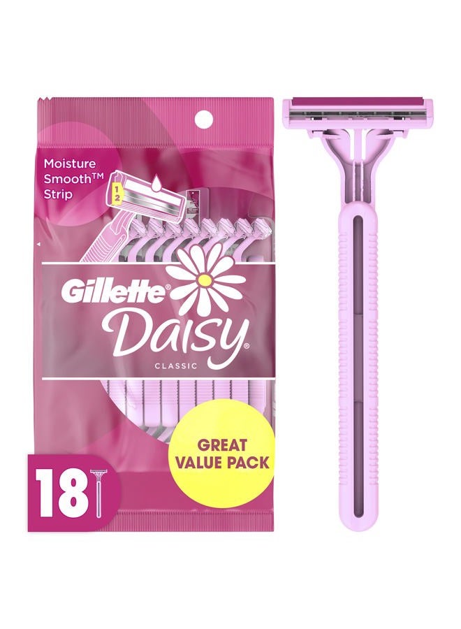 Gillette شفرات حلاقة فينوس ديسي الكلاسيكية القابلة للتصرف للنساء، 18 قطعة، إزالة الشعر للنساء - Image 1