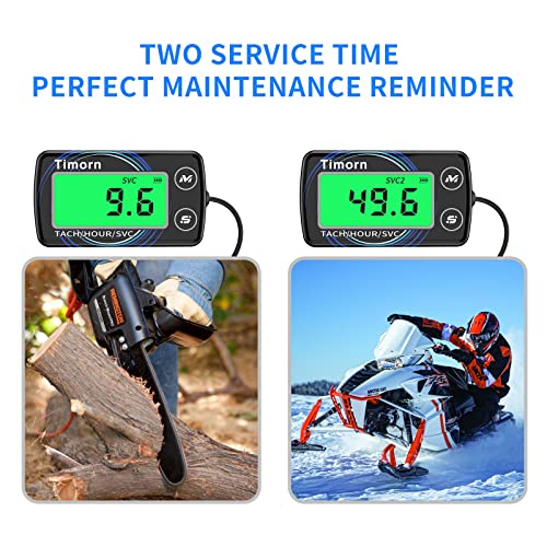 Timorn Small Engine Tachometer Hour Meter: Timorn Digital Inductive Waterproof Tiny Tach Meter & RPM Meter & HR Meter for Dirt Bike | Chainsaw | Lawn Mower | Generator Motorcycle Boat Marine Outboard - Image 3