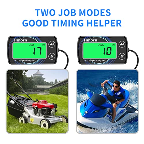 Timorn Small Engine Tachometer Hour Meter: Timorn Digital Inductive Waterproof Tiny Tach Meter & RPM Meter & HR Meter for Dirt Bike | Chainsaw | Lawn Mower | Generator Motorcycle Boat Marine Outboard - Image 2